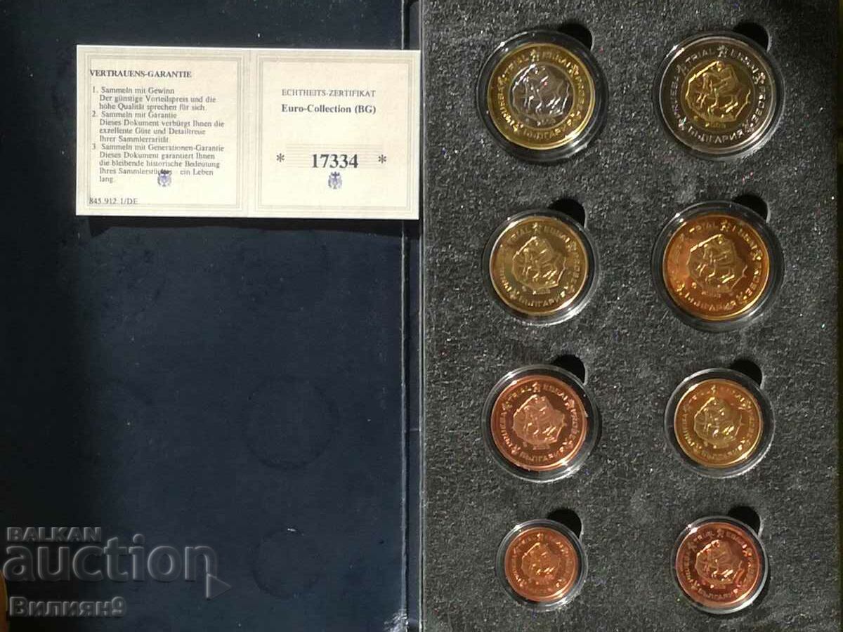 Σετ δείγματα κερμάτων ευρώ Βουλγαρία 2003 ''Δείγμα'' Απόδειξη