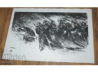 Old Master drawing lithograph soldiers with rifles