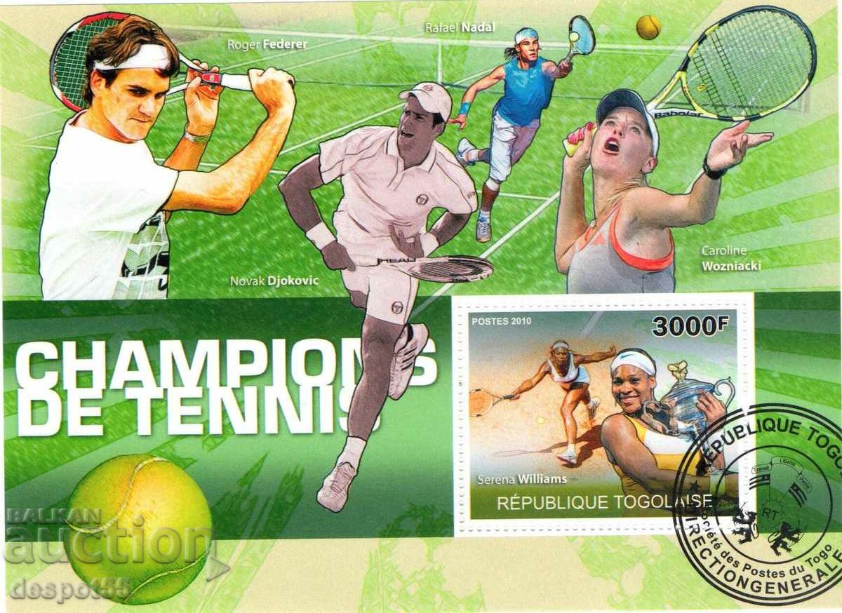 2010. Togo. Sport - Campioni la tenisul pe gazon. Bloc.