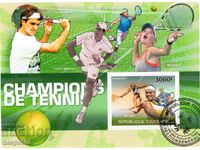 2010. Togo. Sport - Campioni la tenisul pe gazon. Bloc.