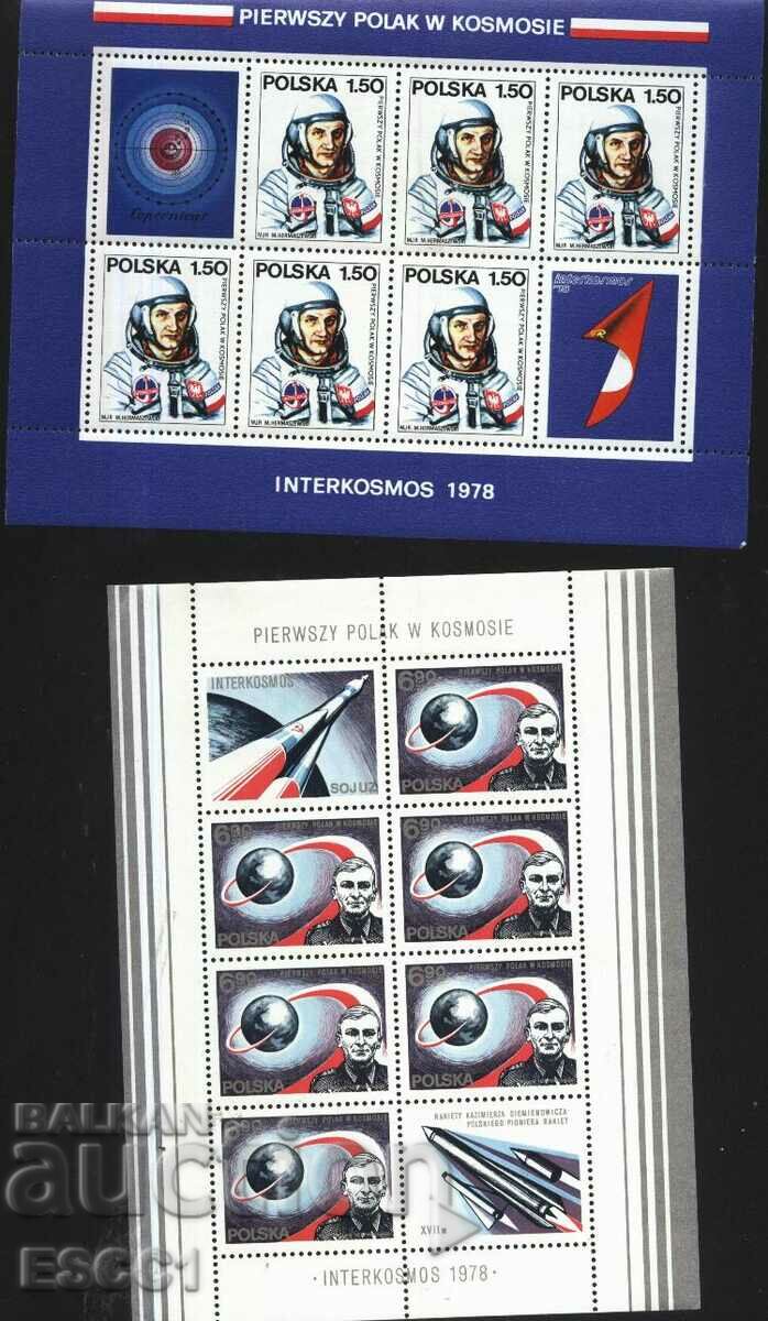 Чисти марки в малки  листа Космос 1978 от Полша