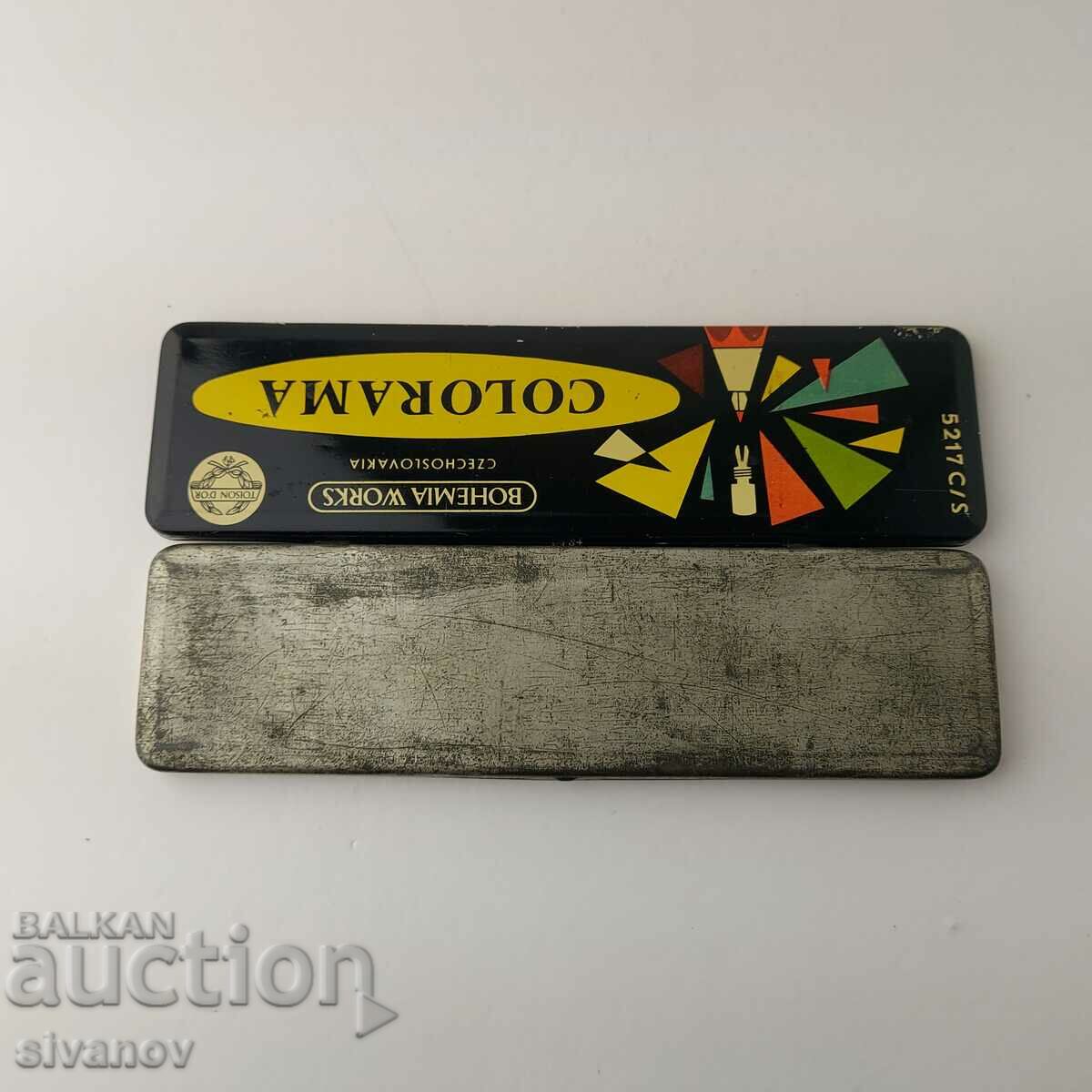 Licitație Cutie Metal Veche BOHEMIA Lucrari Toison D`sau COLORAMA #5498 Licitație Cutie Metal Veche BOHEMIA Lucrari Toison D`sau COLORAMA #5498