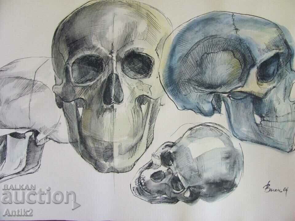 Vintich Original Painting - Human Skull with price 150.00 BGN | € 76.69 Vintich Original Painting - Human Skull with price 150.00 BGN | € 76.69
