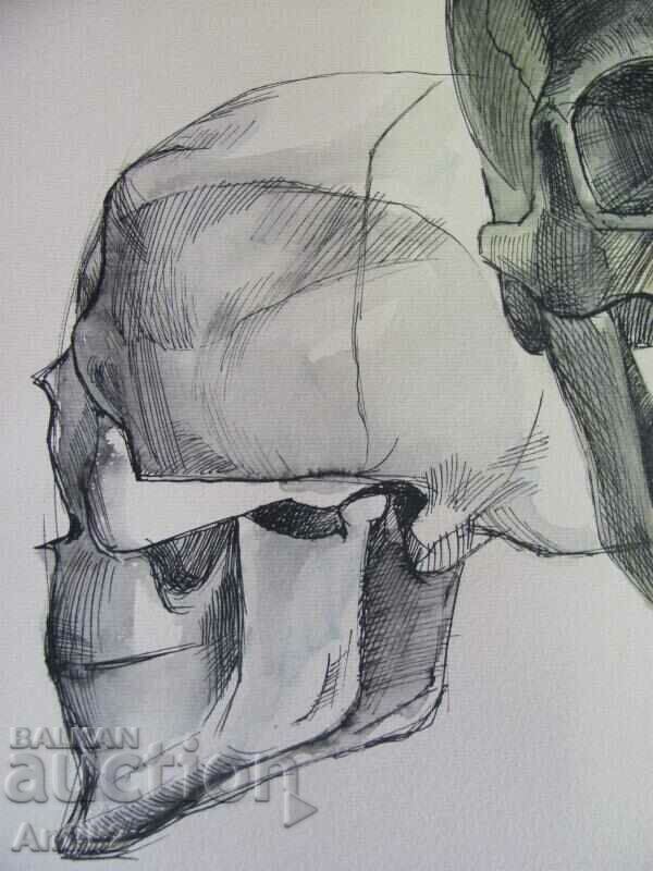 Vintich Original Painting - Human Skull - 6 Vintich Original Painting - Human Skull - 6