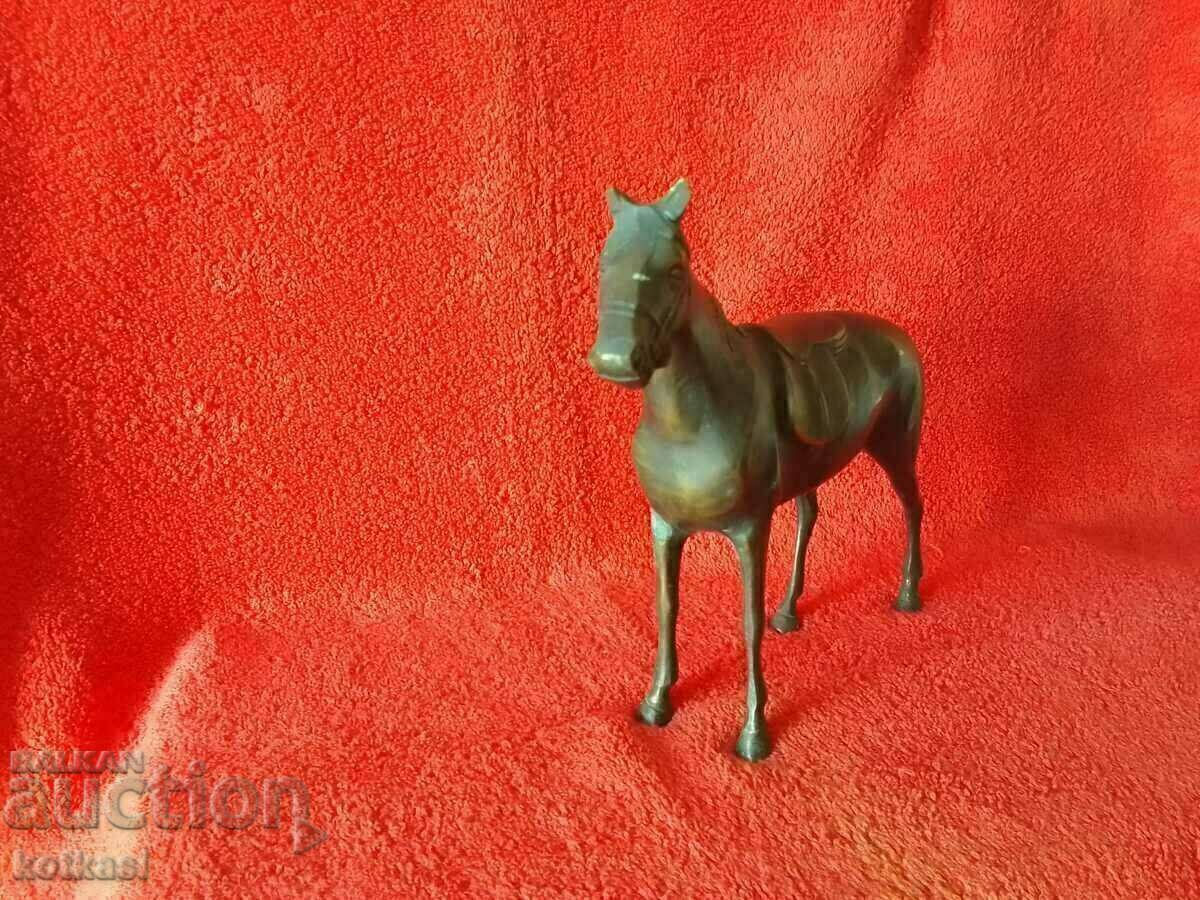 Auction Old metal bronze brass figure of a Saddled horse Auction Old metal bronze brass figure of a Saddled horse