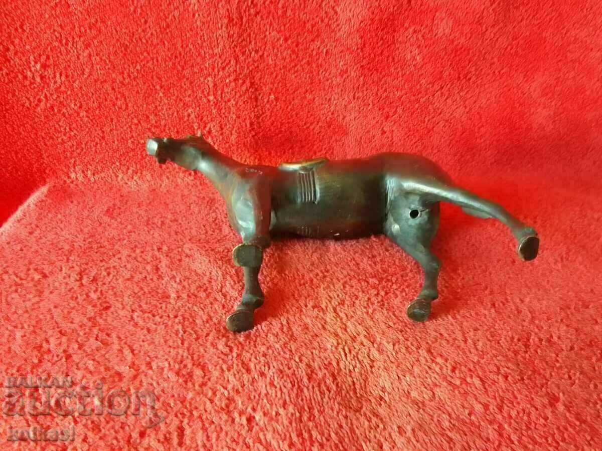 Old metal bronze brass figure of a Saddled horse - 6 Old metal bronze brass figure of a Saddled horse - 6
