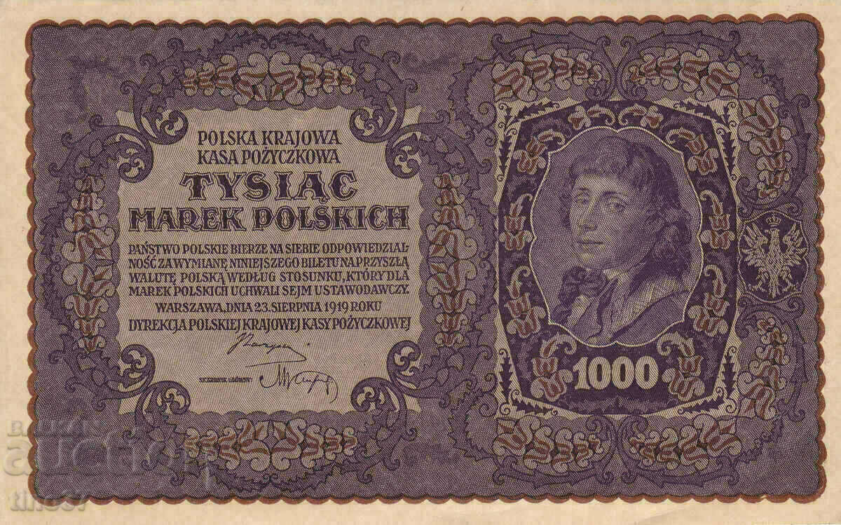tino37- POLAND - 1000 STAMPS - 1919 - XF+ #555550 with price 24.90 BGN | € 12.73 tino37- POLAND - 1000 STAMPS - 1919 - XF+ #555550 with price 24.90 BGN | € 12.73