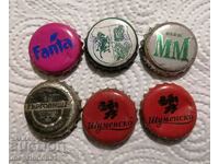 Old beer caps and soft drinks