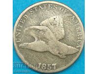 SUA 1 cent 1857 "Vultur zburător" cupru