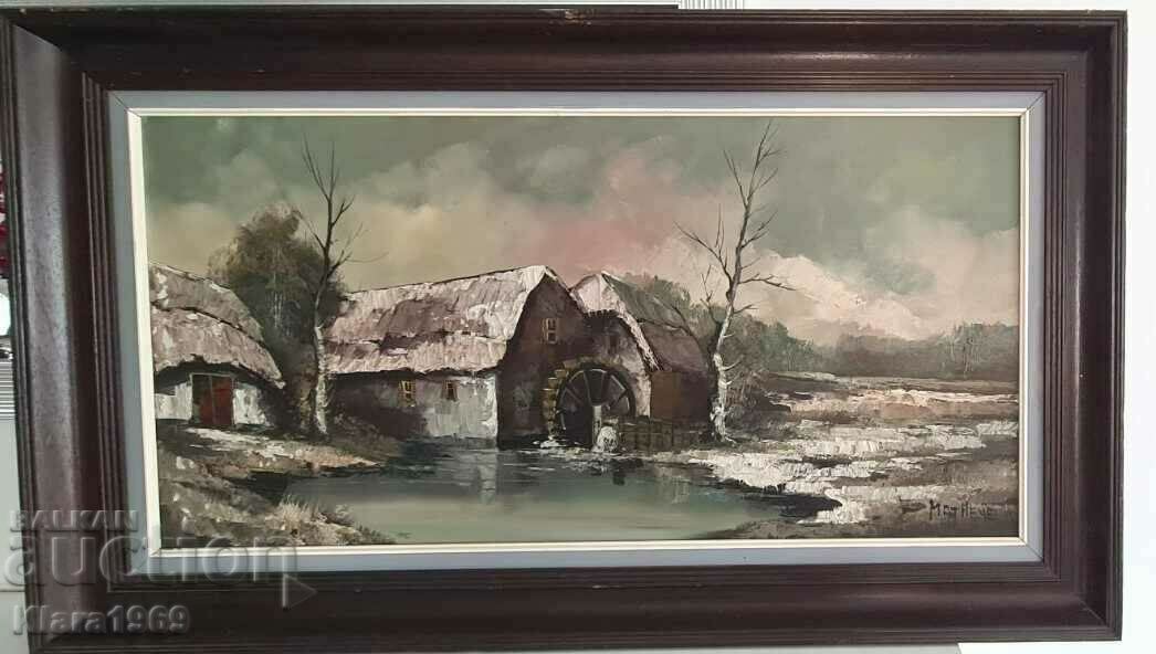 Large old painting Signed