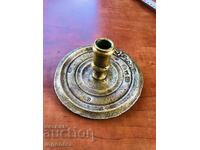 CANDLESTICK MASSIVE AND HEAVY BRASS BRONZE ORNAMENTS- 710 GR.
