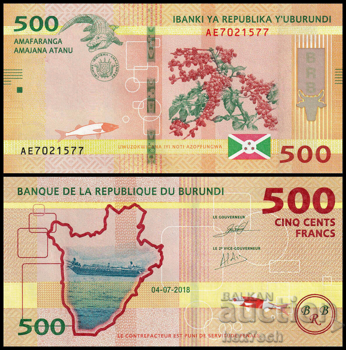 ❤️ ⭐ Burundi 2018 500 franci UNC nou ⭐ ❤️
