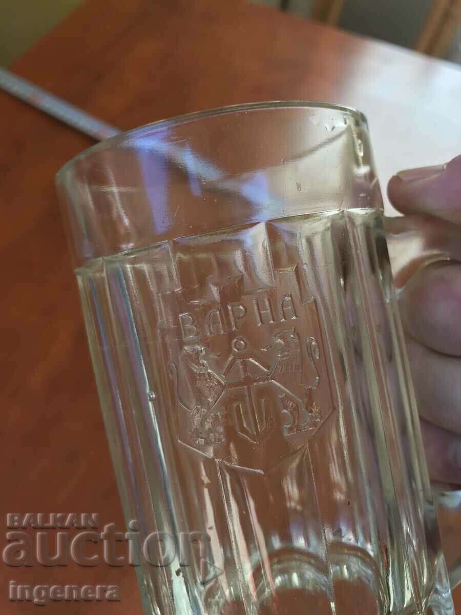 MUG GLASS FOR BOZA FROM SOTSA WITH COAT OF ARMS OF VARNA-300 ML. - 6 MUG GLASS FOR BOZA FROM SOTSA WITH COAT OF ARMS OF VARNA-300 ML. - 6