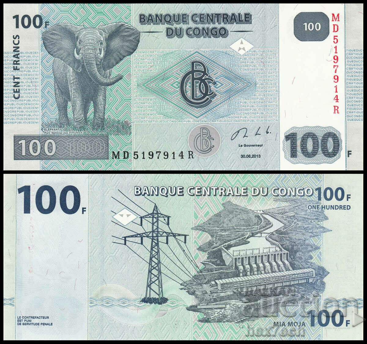 ❤️ ⭐ Κονγκό DR 2013 100 φράγκα UNC νέο ⭐ ❤️