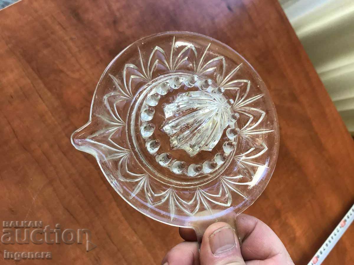 Auction  CITRUS JUICER THICK EMBOSSED GLASS