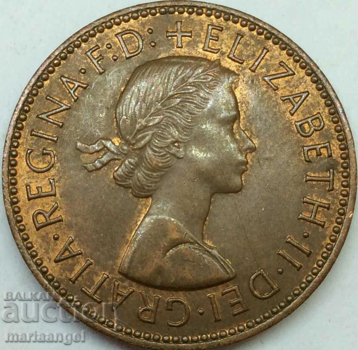Великобритания 1/2 пени 1967 Елизавета II бронз