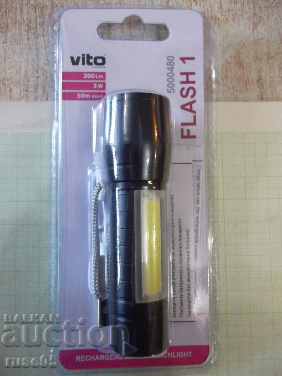 Фенер акумулаторен "LED , Vito Flash-1 , 3W , 200Lm , 6000K"