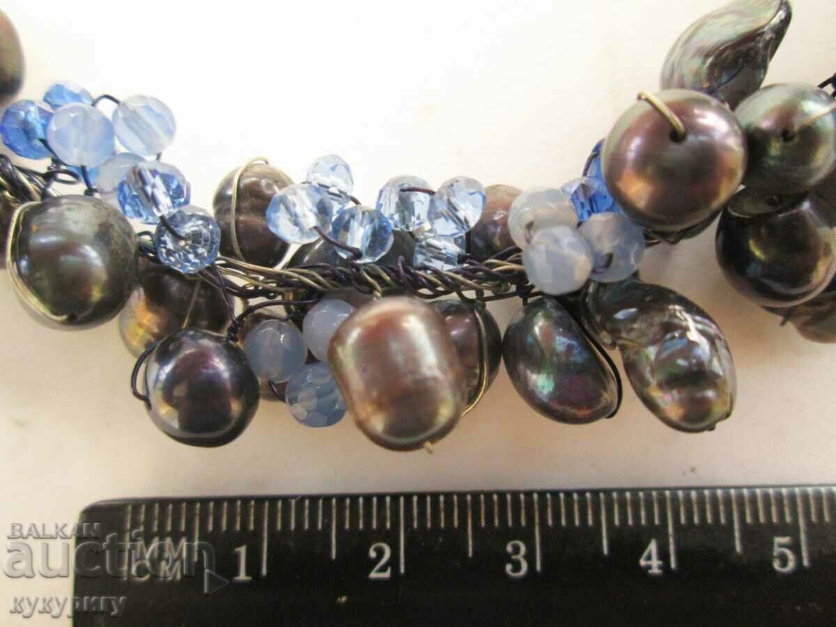 Women's jewelry necklace with natural black pearls with price 65.00 BGN | € 33.23