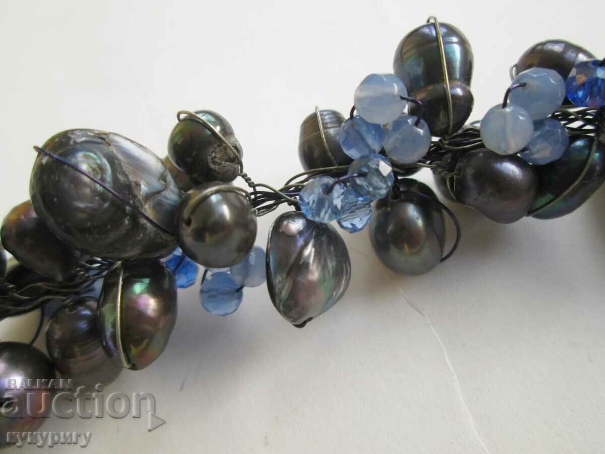 Women's jewelry necklace with natural black pearls - 5