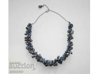 Women's jewelry necklace with natural black pearls