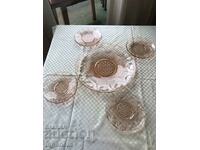 TRAY PLATE WITH FOUR PLATES GLASS RELIEF COLOR OF SOCA