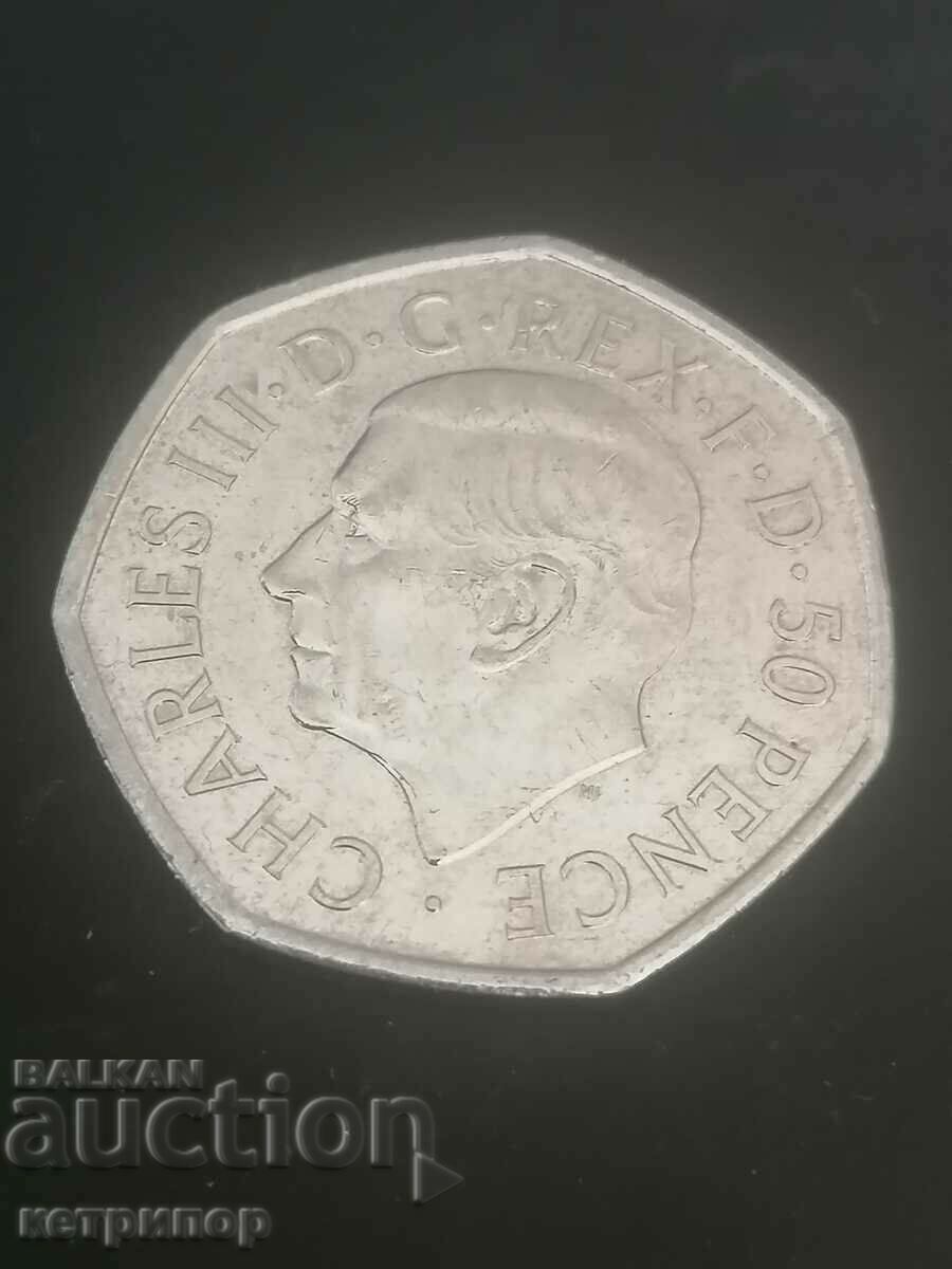 Auction 50 pence 2022 Great Britain Charles III Auction 50 pence 2022 Great Britain Charles III