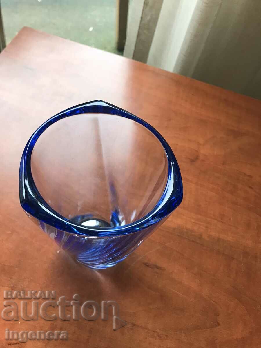 VASE VASE GLASS COLORED RELIEF THICK OF SOCA with price 19.00 BGN | € 9.71