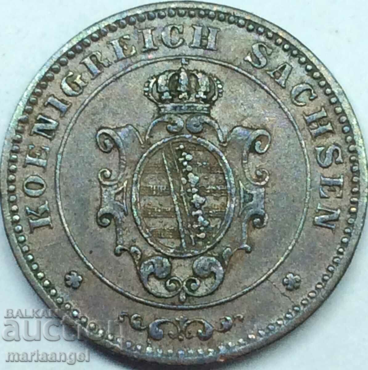 Saxony 1 Pfennig 1866 German States Cu