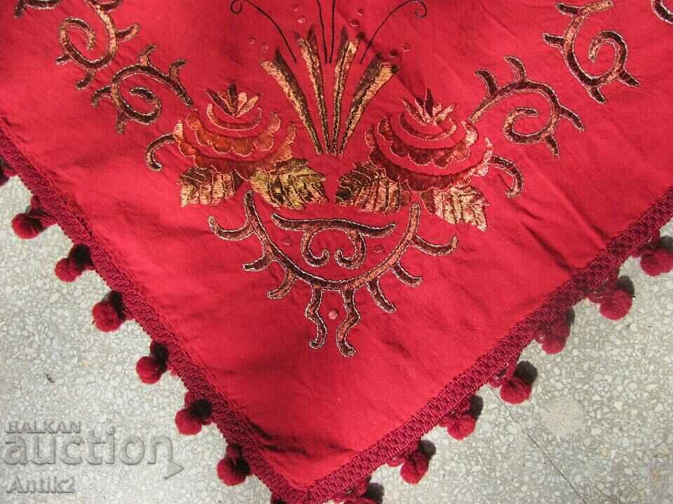 19th Century Hand Embroidered Table Cover - 6 19th Century Hand Embroidered Table Cover - 6