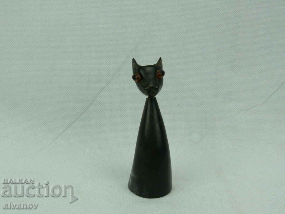 Figura de pisică cu corn vechi #2281