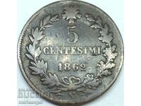5 centesimi 1862 N - Naples Italy 25mm