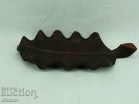 Old wooden fruit tray leaf shape #2298