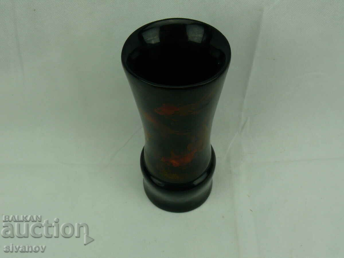 Old lacquered wooden fish vase #2300 - 5