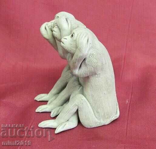 19th century Ceramic Figure - The Three Monkeys - 5 19th century Ceramic Figure - The Three Monkeys - 5