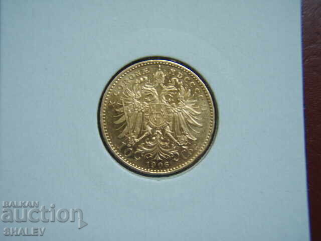 Licitație 10 Coroane 1906 Austria (10 koroni Avstriya) - AU+ (zlato)
