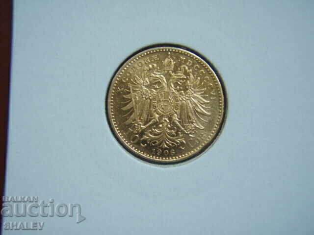 10 Corona 1906 Austria (10 корони Австрия) - AU+ (злато)