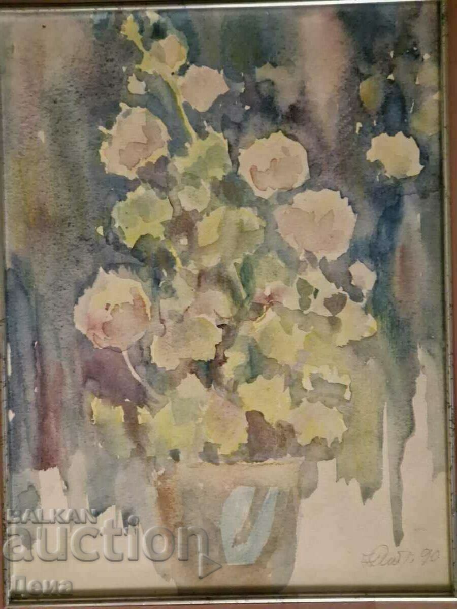 Nanette Baklayan watercolor 1990 with price 120.00 BGN | € 61.36 Nanette Baklayan watercolor 1990 with price 120.00 BGN | € 61.36