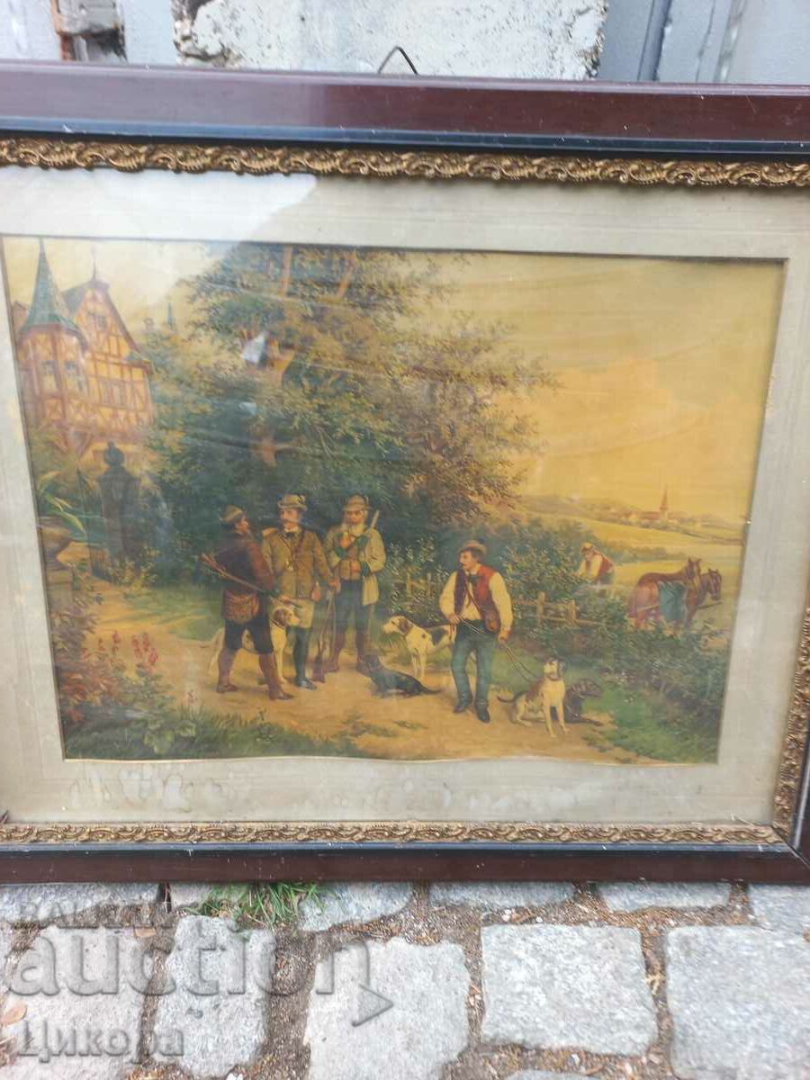 OLD ROYAL PAINTING LITHOGRAPH HUNTING SCENE with price 200.00 BGN | € 102.26