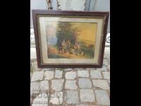 OLD ROYAL PAINTING LITHOGRAPH HUNTING SCENE
