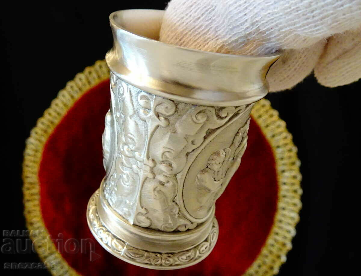 Παράδοση Έξι κασσιτέρινες κούπες για ρακή, κυνηγούς, πόκερ, ταβέρνα