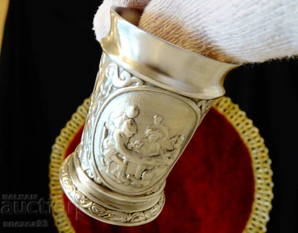 Έξι κασσιτέρινες κούπες για ρακή, κυνηγούς, πόκερ, ταβέρνα - 5