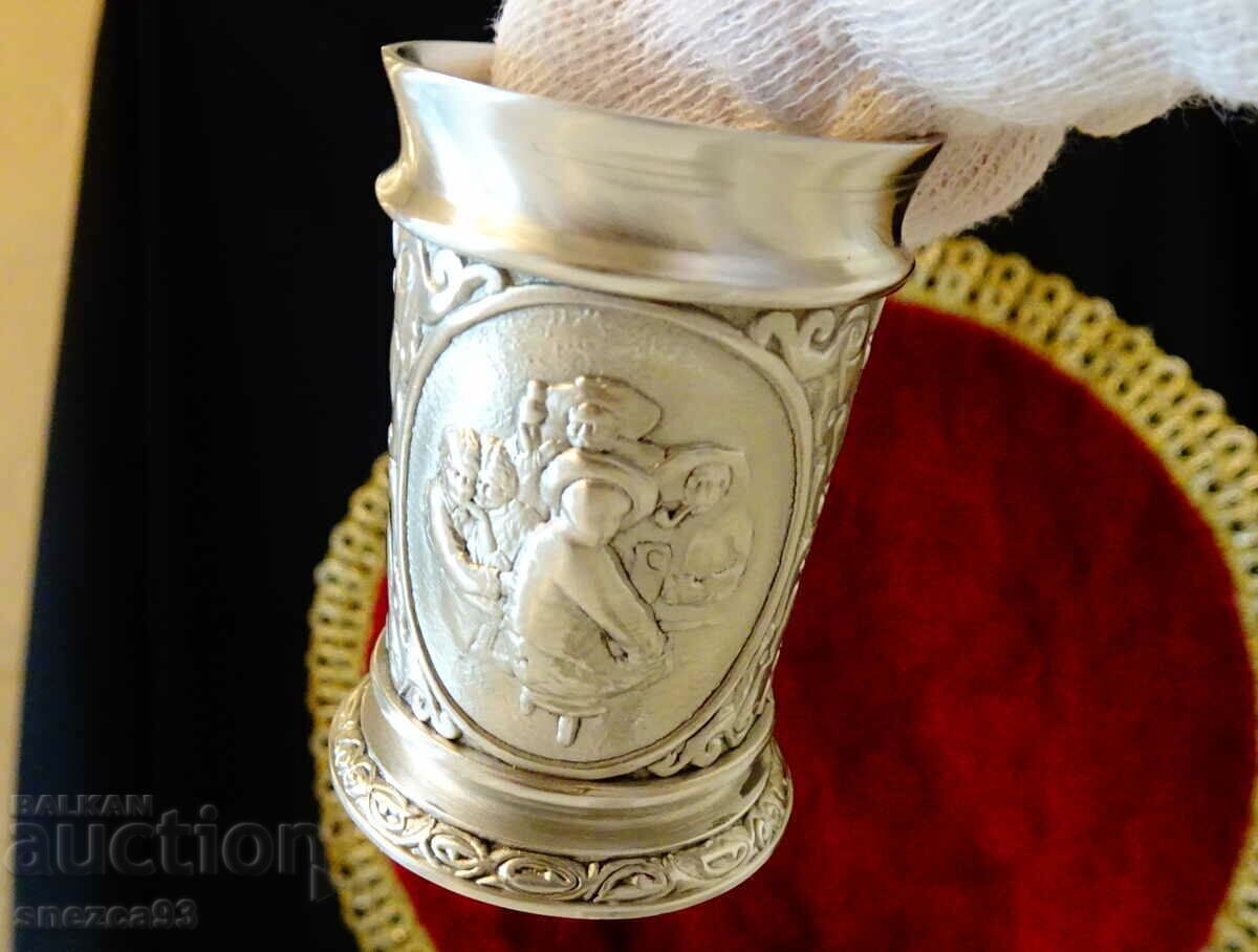 Licitație Cană de cositor pentru țuică, vânători, poker, cârciumă