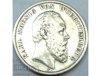 5 марки 1875 Вюртемберг Германия крал Карл сребро