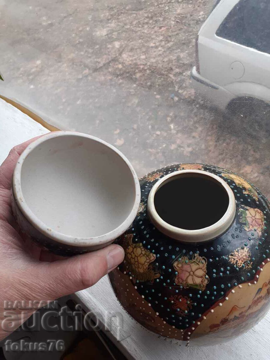 Satsuma Satsuma old large vase jar with lid porcelain - 6 Satsuma Satsuma old large vase jar with lid porcelain - 6