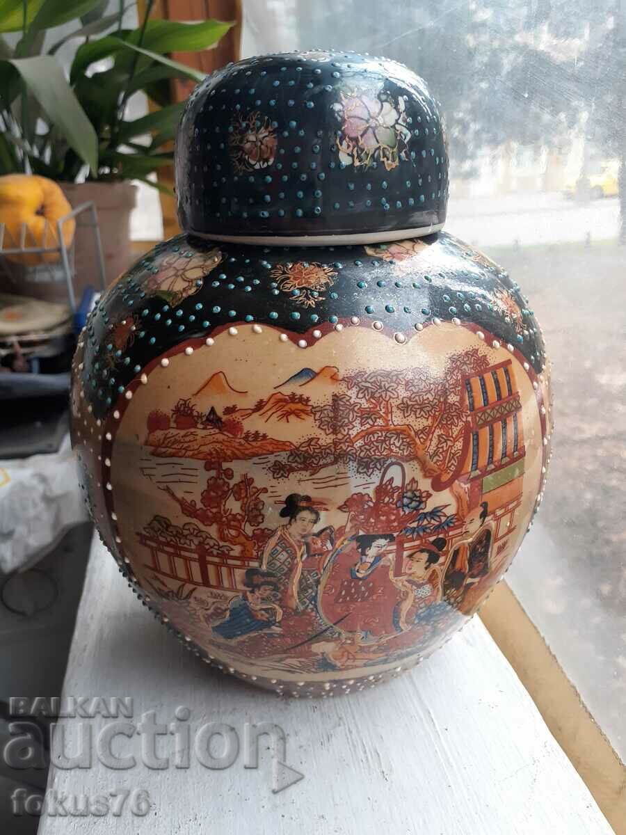 Satsuma Satsuma old large vase jar with lid porcelain - 7 Satsuma Satsuma old large vase jar with lid porcelain - 7