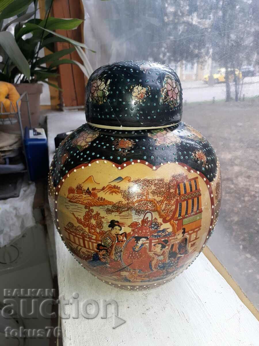 Satsuma Satsuma old large vase jar with lid porcelain