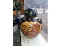 Satsuma Satsuma borcan de vaza mare vechi cu capac din portelan