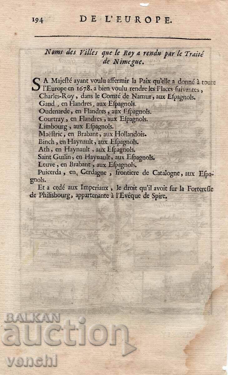 1683 - GRAVURĂ - MALLET - ORAȘE, FRANȚA - ORIGINAL cu preț € 29.99 | 58.66 BGN 1683 - GRAVURĂ - MALLET - ORAȘE, FRANȚA - ORIGINAL cu preț € 29.99 | 58.66 BGN