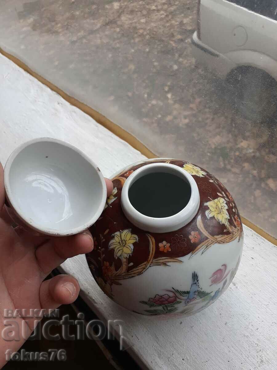 Satsuma Satsuma old vase jar with lid porcelain seal - 6 Satsuma Satsuma old vase jar with lid porcelain seal - 6