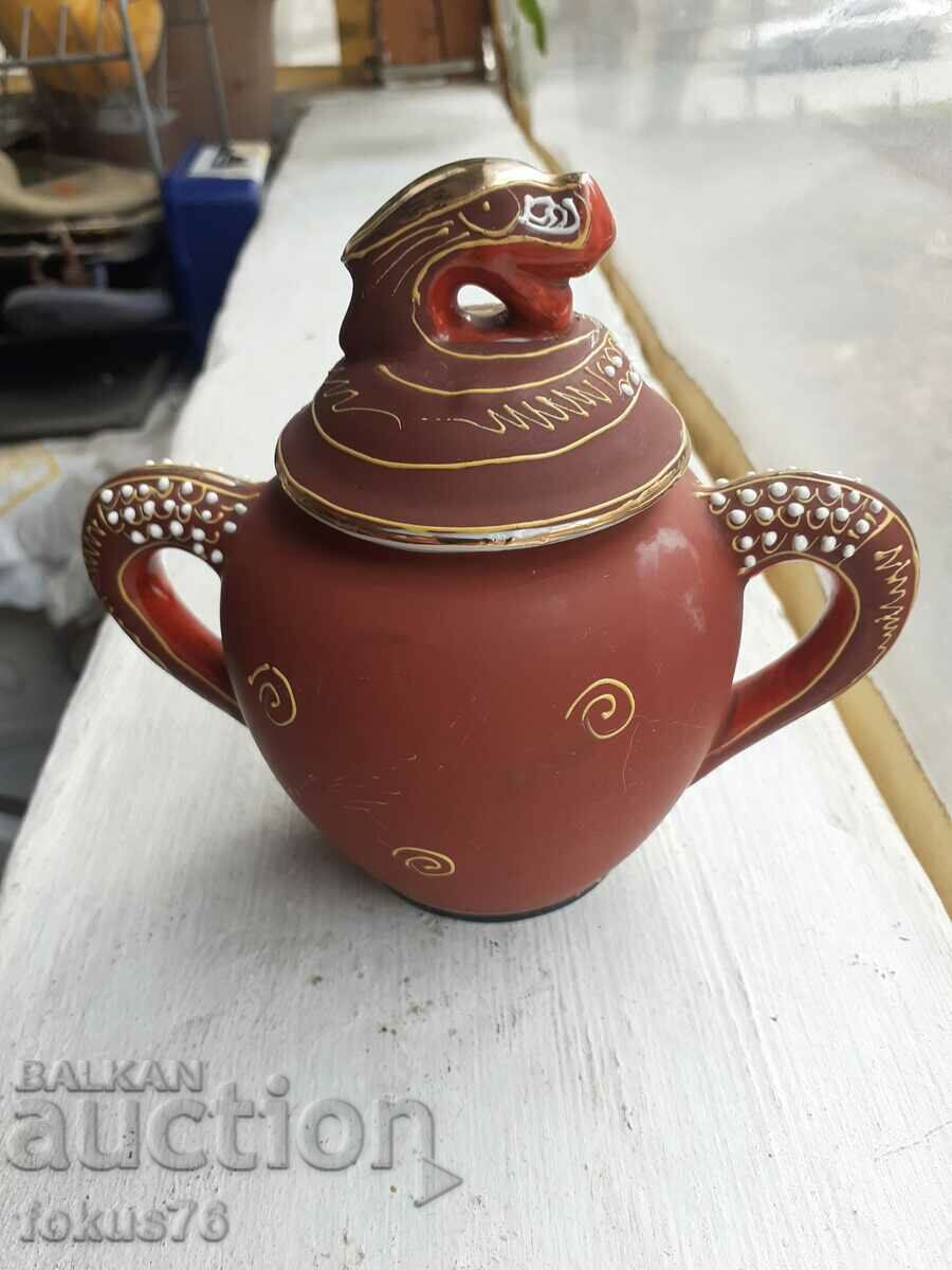 Auction Satsuma Satsuma old sugar bowl Japan porcelain seal Auction Satsuma Satsuma old sugar bowl Japan porcelain seal